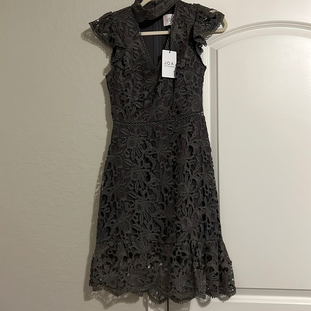Grey all over lace dress